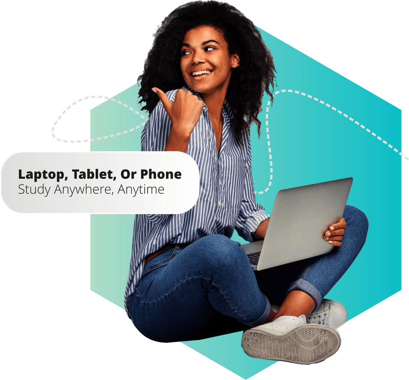 Happy student studying